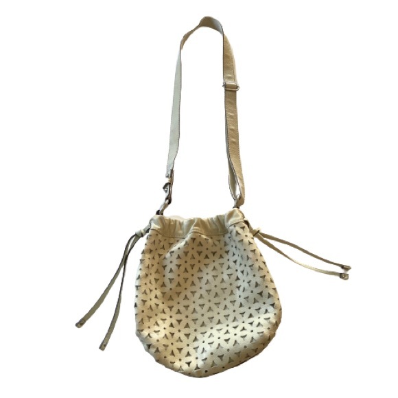 Fossil Handbags - FOSSIL Tava Leather Crossbody Bucket Bag Cream